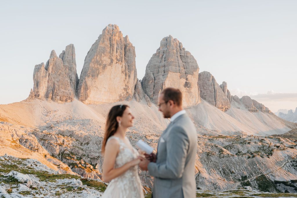 Tre Cime Dolomity západ slunce